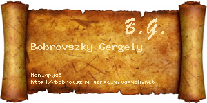 Bobrovszky Gergely névjegykártya
